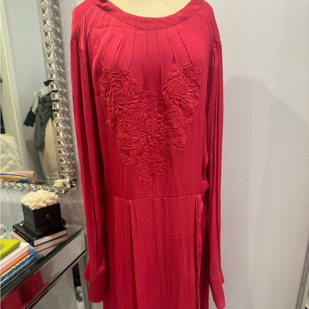 Free People Long Sleeve Slit Side Silky Dress